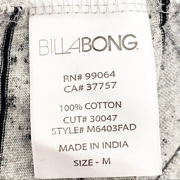 BILLABONG striped hoodie striped color blocked side and chest 100% cotton knit M - Picture 10 of 12